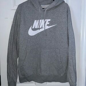 Nike Men's Gray Hoodie with White Logo